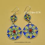 Boucles d’oreille en argent, avec émail coloré