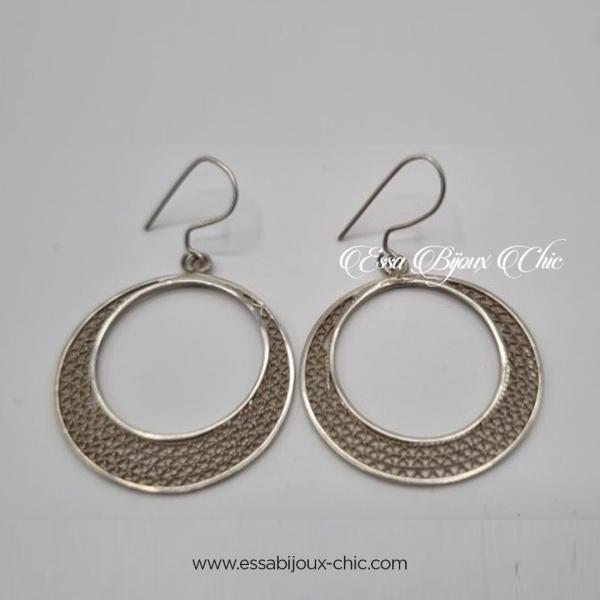 Boucles d’oreille en argent forme croissant