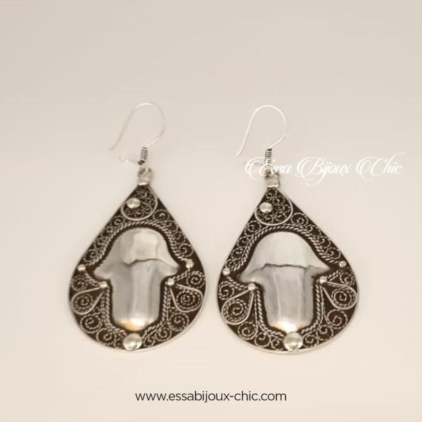 Boucles d’oreille en argent « Main Fatma »