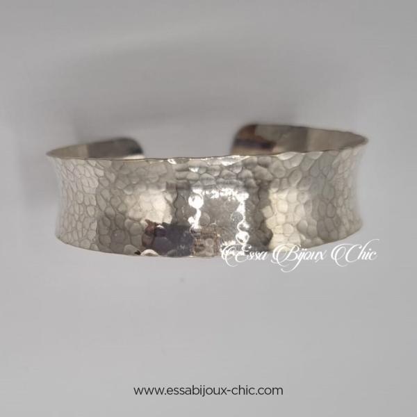 Bracelet ajustable martelé en argent